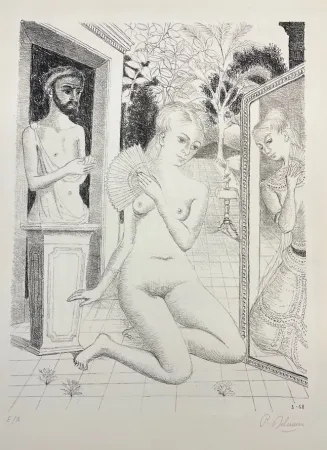 リトグラフ Delvaux - L' Eventail