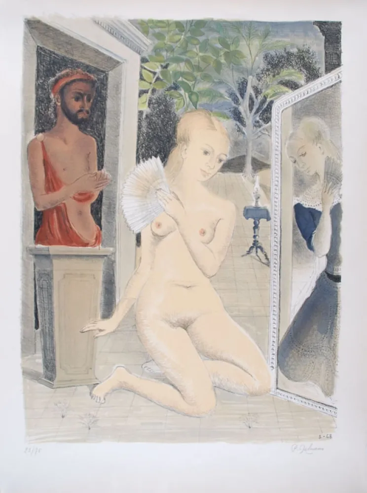 リトグラフ Delvaux - L'Eventail