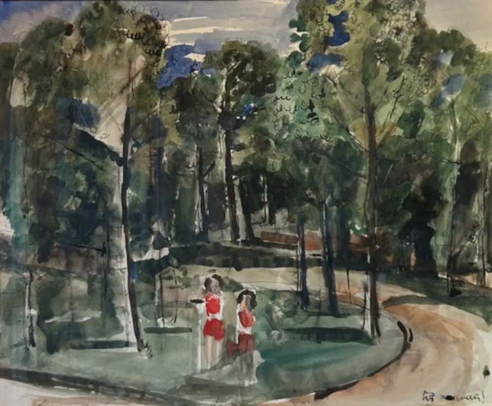 多数の Delvaux - Sans Titre (Paysage à Huy)