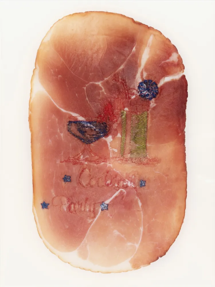 写真 Delvoye - Untitled (Photograph of Embroidered Ham)