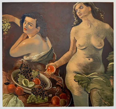 リトグラフ Derain - Deux femmes nues et nature morte