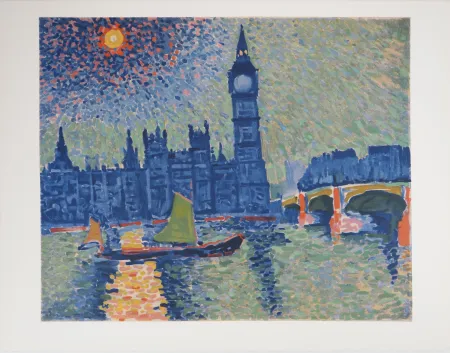 リトグラフ Derain - Londres, La Tamise et Big Ben