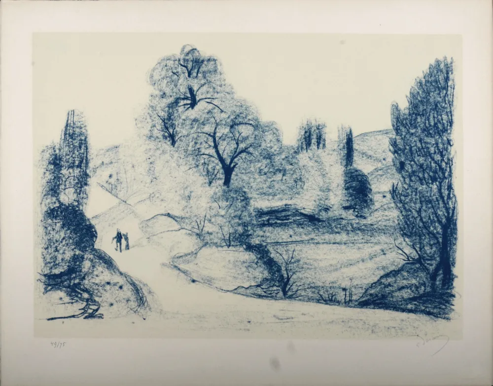 リトグラフ Derain - Paysage Bleu, c. 1955 - Hand-signed!