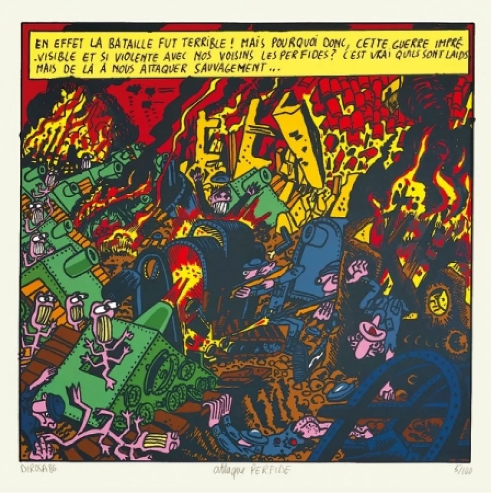 シルクスクリーン Di Rosa - Attaque perfide