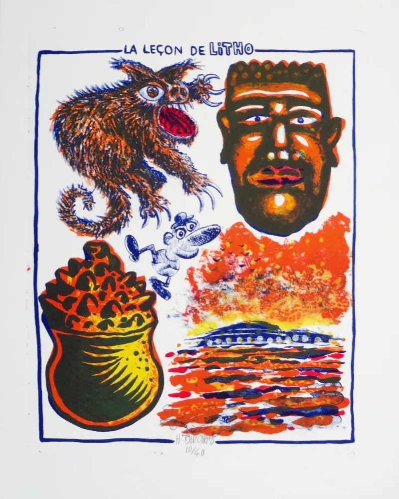 リトグラフ Di Rosa - La leçon de litho