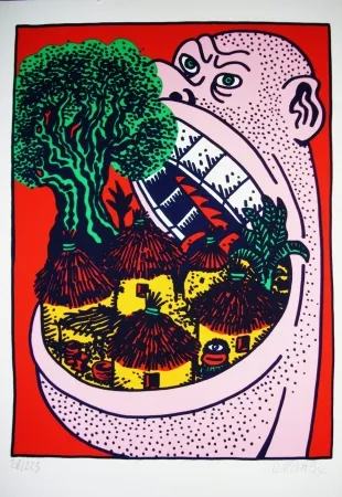 シルクスクリーン Di Rosa - Pour le peuple africain