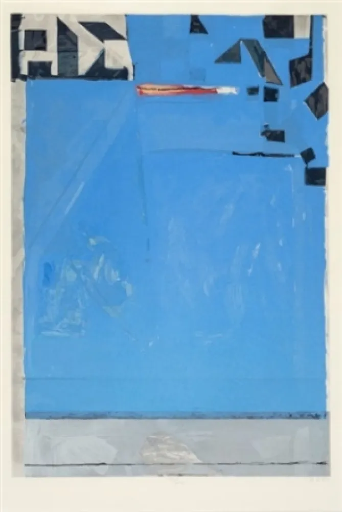 木版 Diebenkorn - Blue with Red