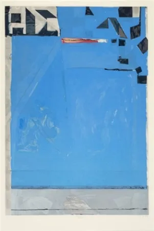 木版 Diebenkorn - Blue with Red