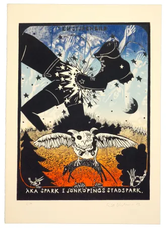 リノリウム彫版 Dietman - Aka