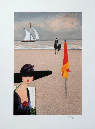 リトグラフ Dilley - Elégante à Deauvill