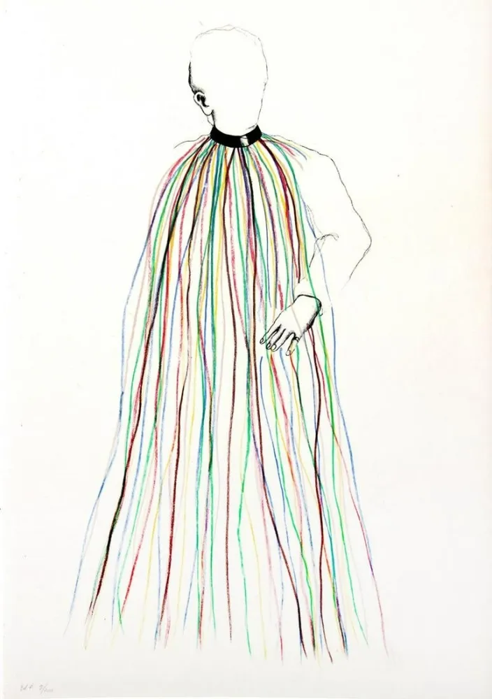 リトグラフ Dine - Dorian Gray in Multi-Colored Vinyl Stripe Cape