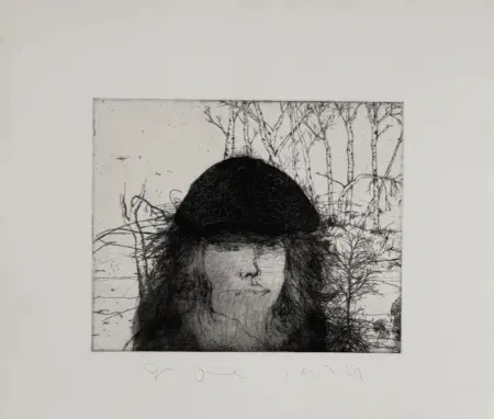エッチング Dine - Self portrait in a Flat Cap