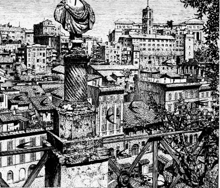 エッチング Disertori - Roma. Veduta del monte Capitolino dagli orti Farnesiani