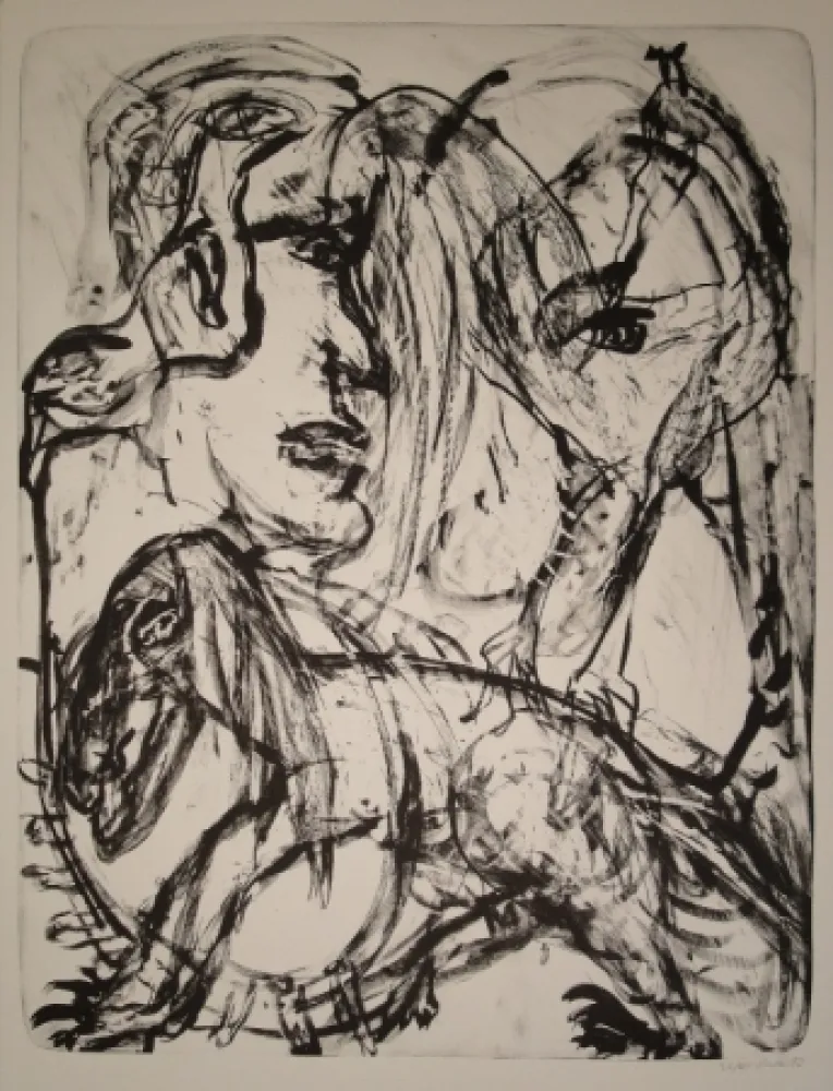 リトグラフ Disler - Mensch und Tier