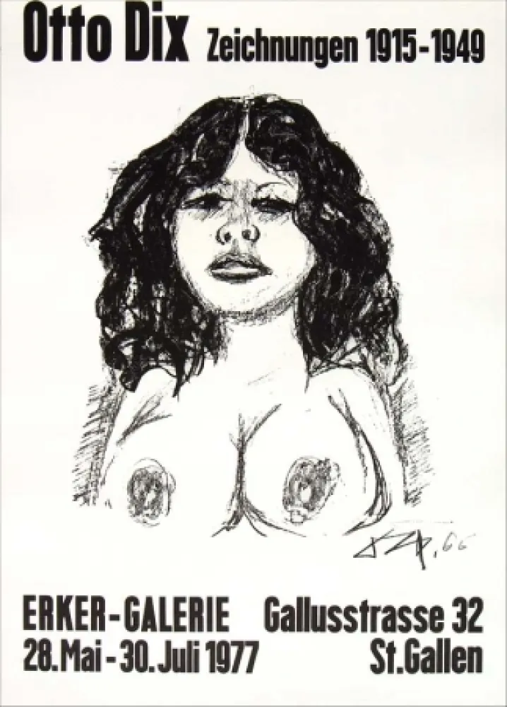 リトグラフ Dix - Halbakt von vorn