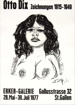 リトグラフ Dix - Halbakt von vorn