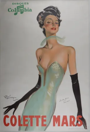 リトグラフ Domergue - Colette Mars, Disques Columbia, c. 1936