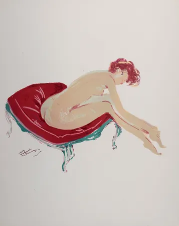 リトグラフ Domergue - La Parisienne : Une cavalière, 1956