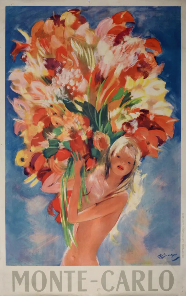 リトグラフ Domergue - Monte-Carlo, c. 1950 - Large!