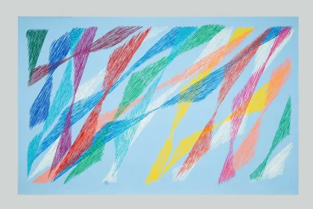 シルクスクリーン Dorazio - Composizione azzurra