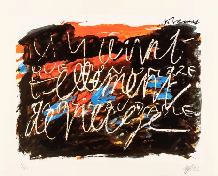 シルクスクリーン Dotremont - Il y avait / tellement / de neige / que mon ombre / partit au diable