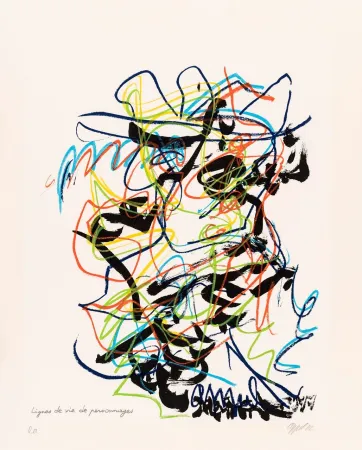 シルクスクリーン Dotremont - Lignes de vie de personnages