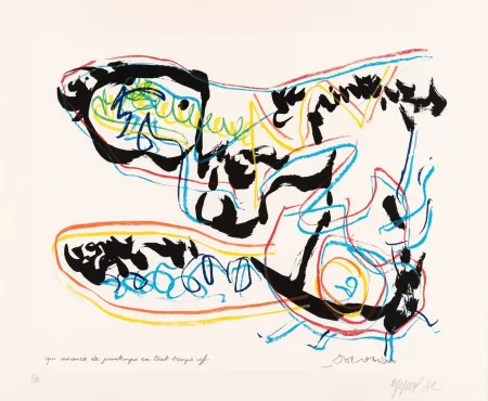 シルクスクリーン Dotremont - Qui avance