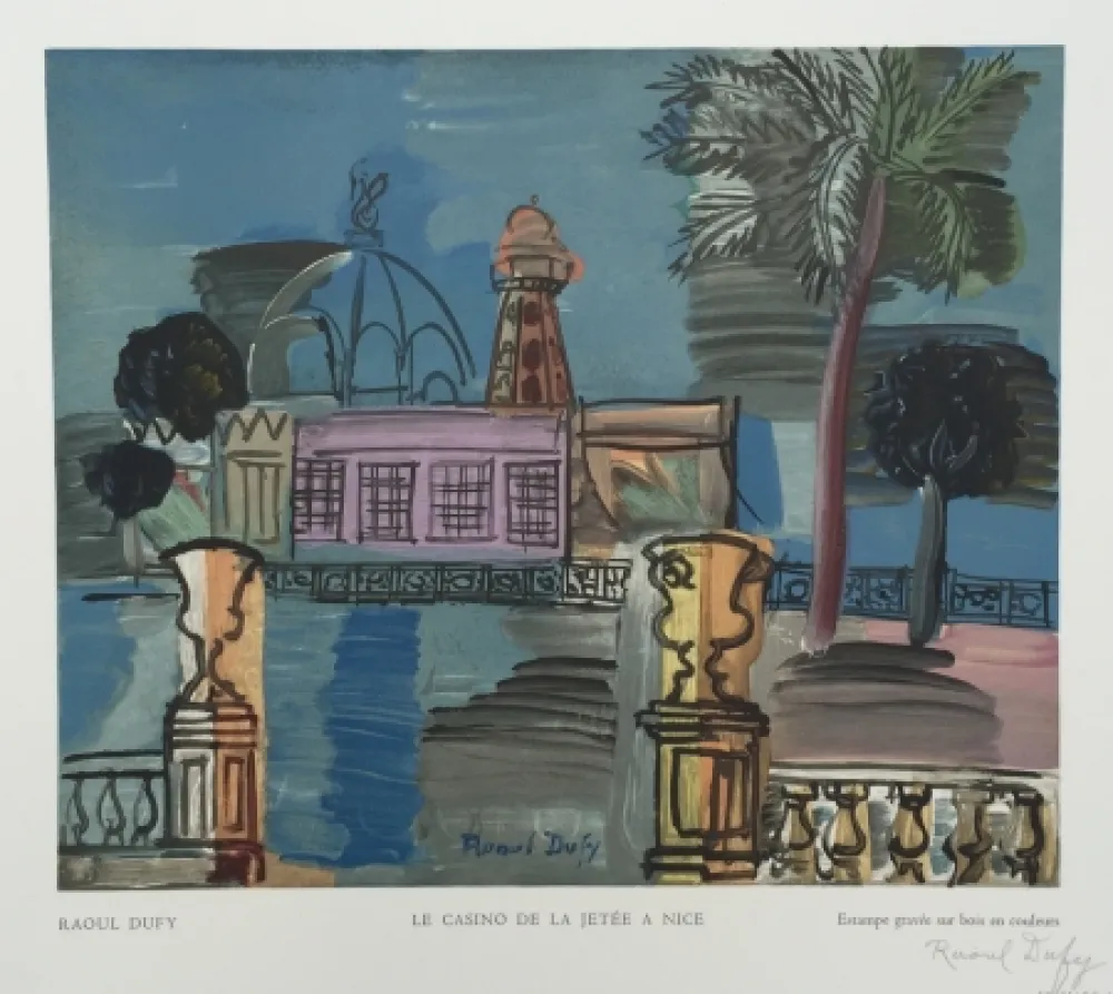 木版 Dufy - Le Casino de la Jetée à Nice
