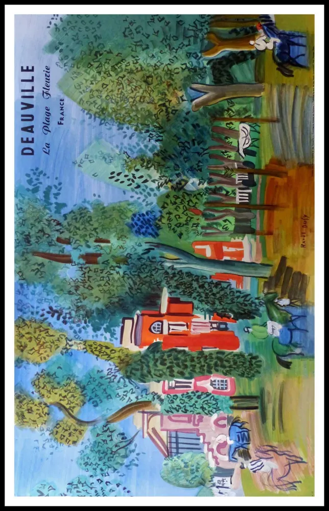 リトグラフ Dufy - LE PADDOCK A DEAUVILLE PLAGE FLEURIE