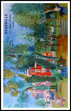 リトグラフ Dufy - LE PADDOCK A DEAUVILLE PLAGE FLEURIE