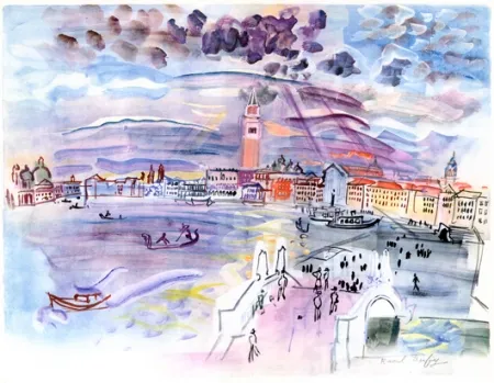 リトグラフ Dufy - Venise- Two Woman at night