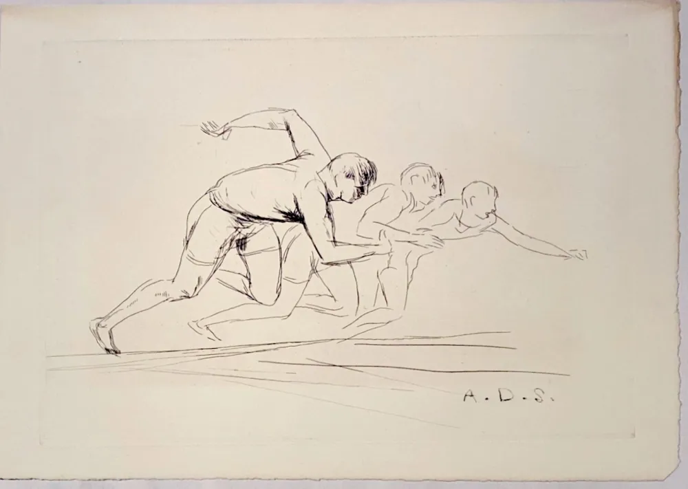 彫版 Dunoyer De Segonzac - Départ de course de 100 mètres,