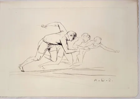 彫版 Dunoyer De Segonzac - Départ de course de 100 mètres,