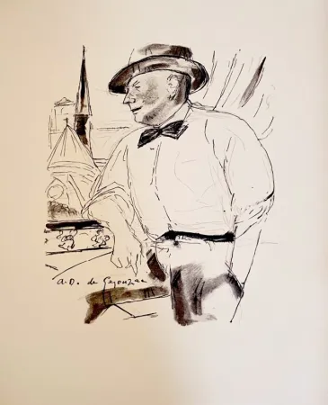 リトグラフ Dunoyer De Segonzac - Dig à sa fenêtre