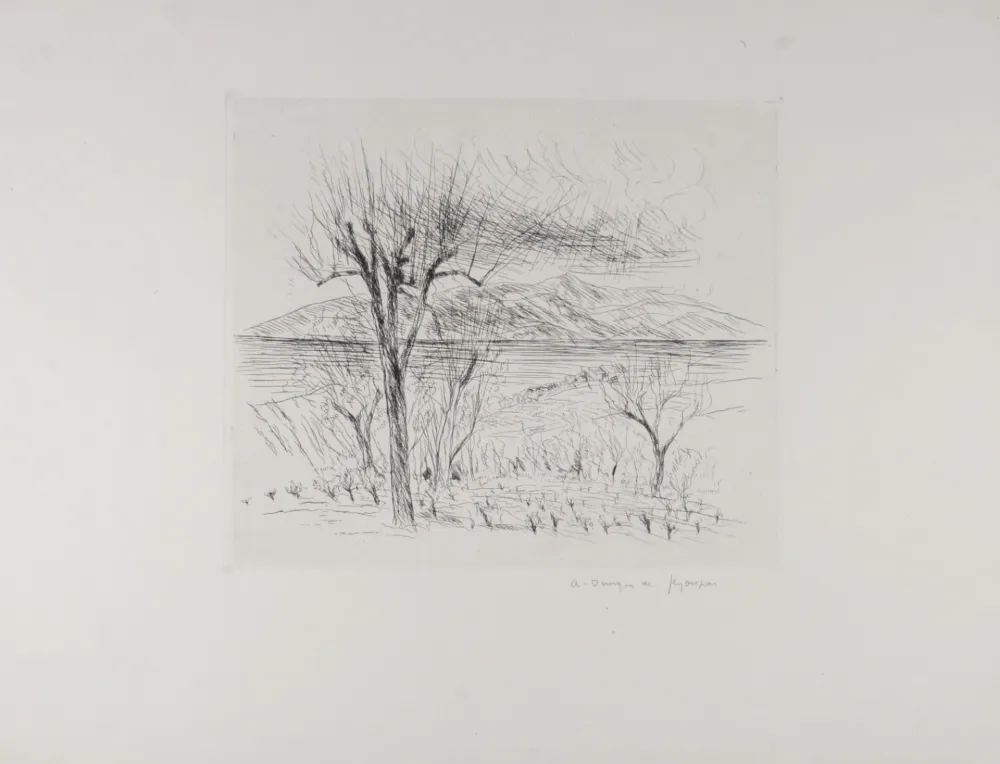 エッチング Dunoyer De Segonzac - Les Vignes, c.1960 - Hand-signed!