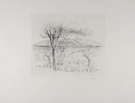 エッチング Dunoyer De Segonzac - Les Vignes, c.1960 - Hand-signed!