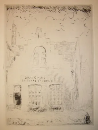 彫版 Ensor - Drank huis in tonze vrouwtje 