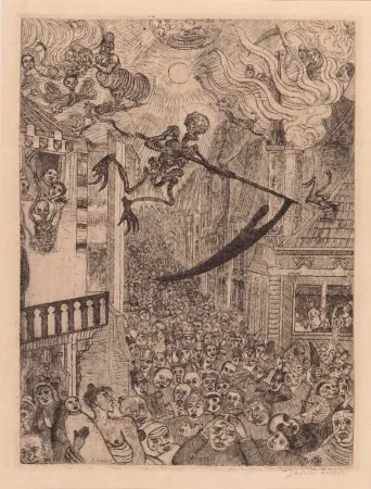 彫版 Ensor - La mort poursuivant le troupeau des humains