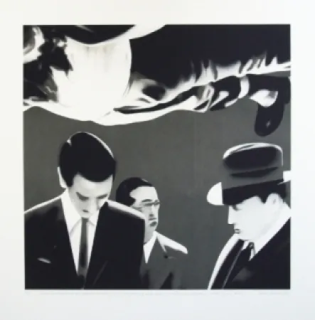 リトグラフ Equipo Realidad - Reconocimiento del cadaver de Calvo Sotelo por el juez de guardia y el medico forense en el cementerio de la Almudena de Madrid en julio de 1936.