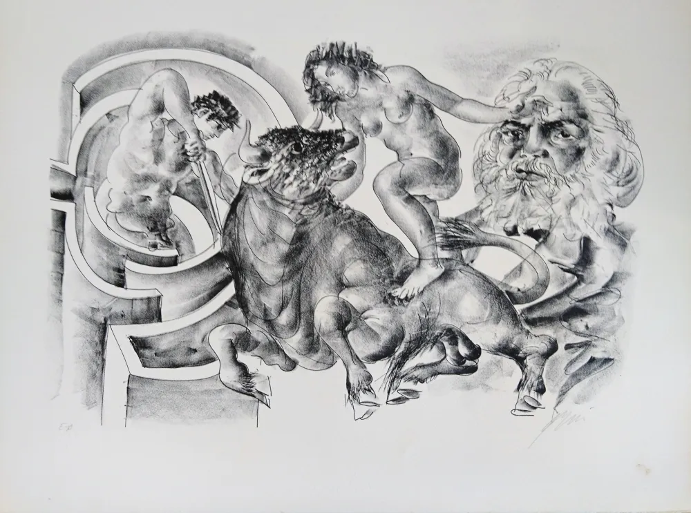 リトグラフ Erni - Bull and portrait of Marx