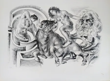 リトグラフ Erni - Bull and portrait of Marx