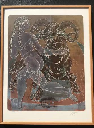 リトグラフ Erni - Stierzeichen Widder