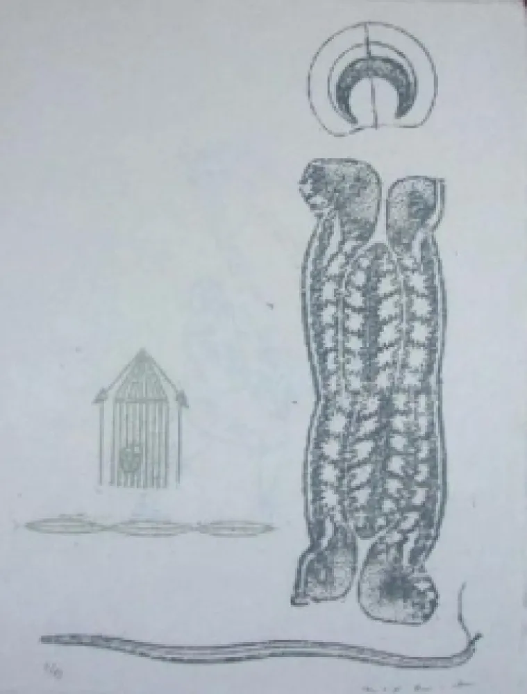 リノリウム彫版 Ernst - Lewis Caroll's Wunderhorn