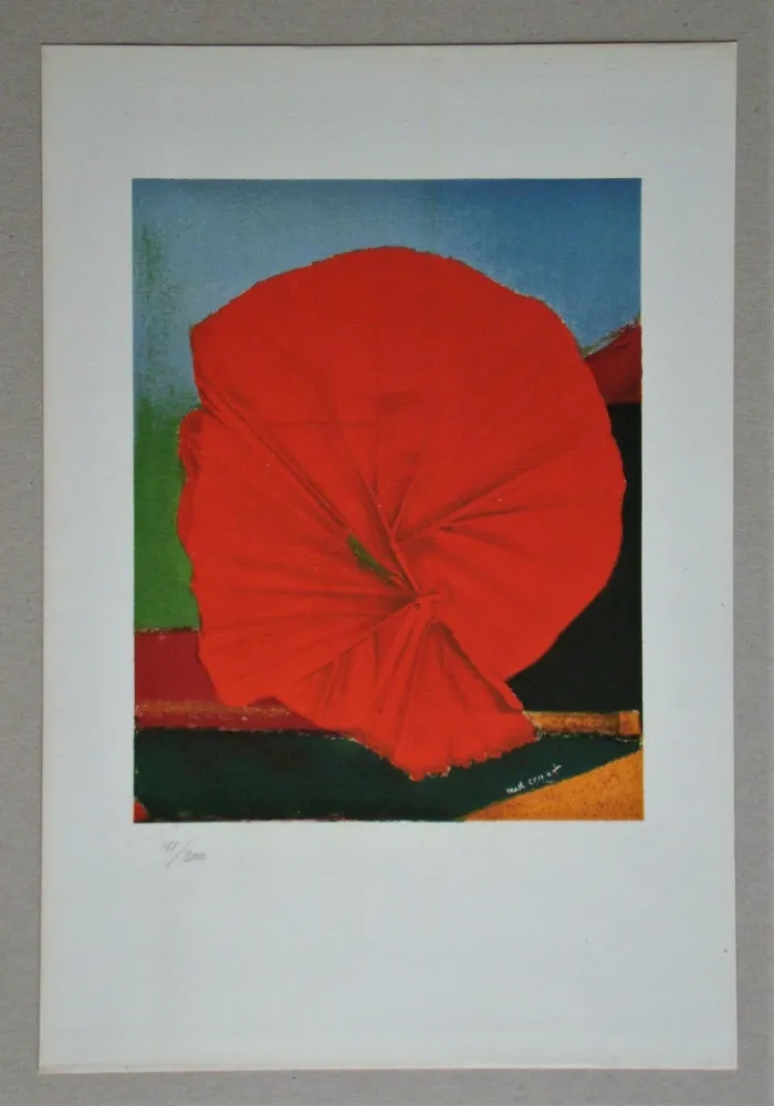 リトグラフ Ernst - Rote Blume, 1960