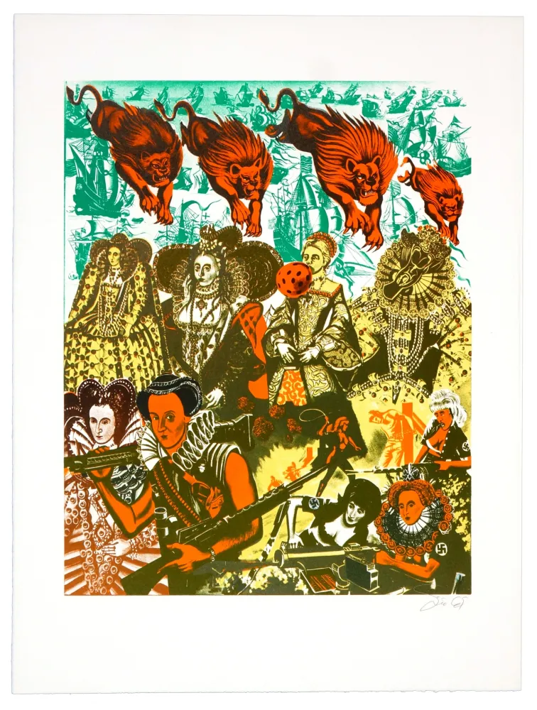 リトグラフ Erro - La reine Elizabeth