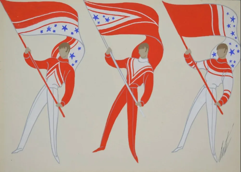 多数の Erte - Chauffeurs Et Hommes Aux – Horizontal