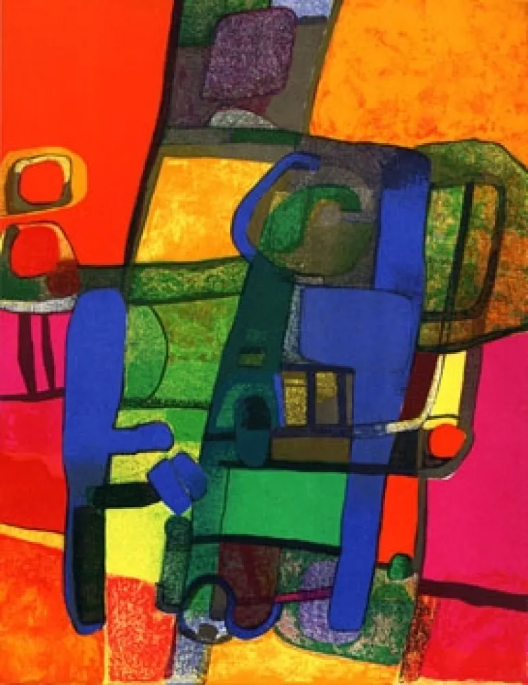 リトグラフ Esteve - Composition rouge