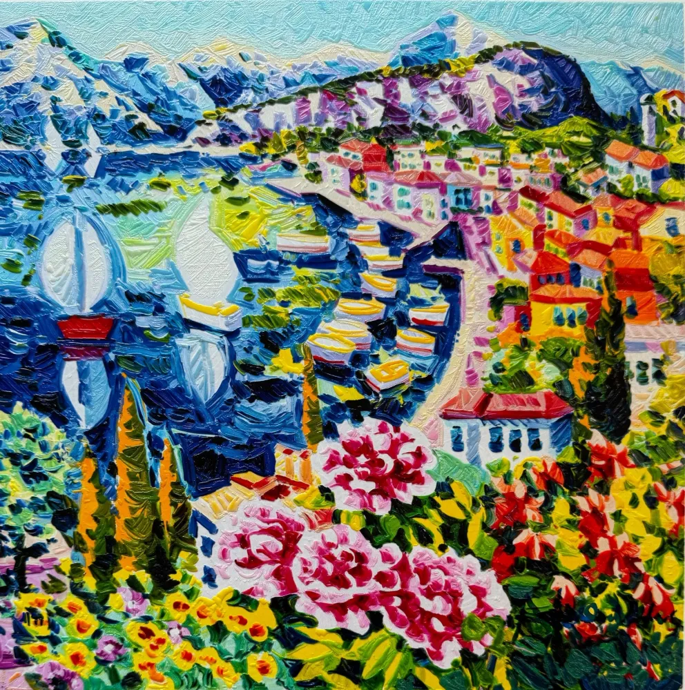 シルクスクリーン Faccincani - Il vento leggero del lago