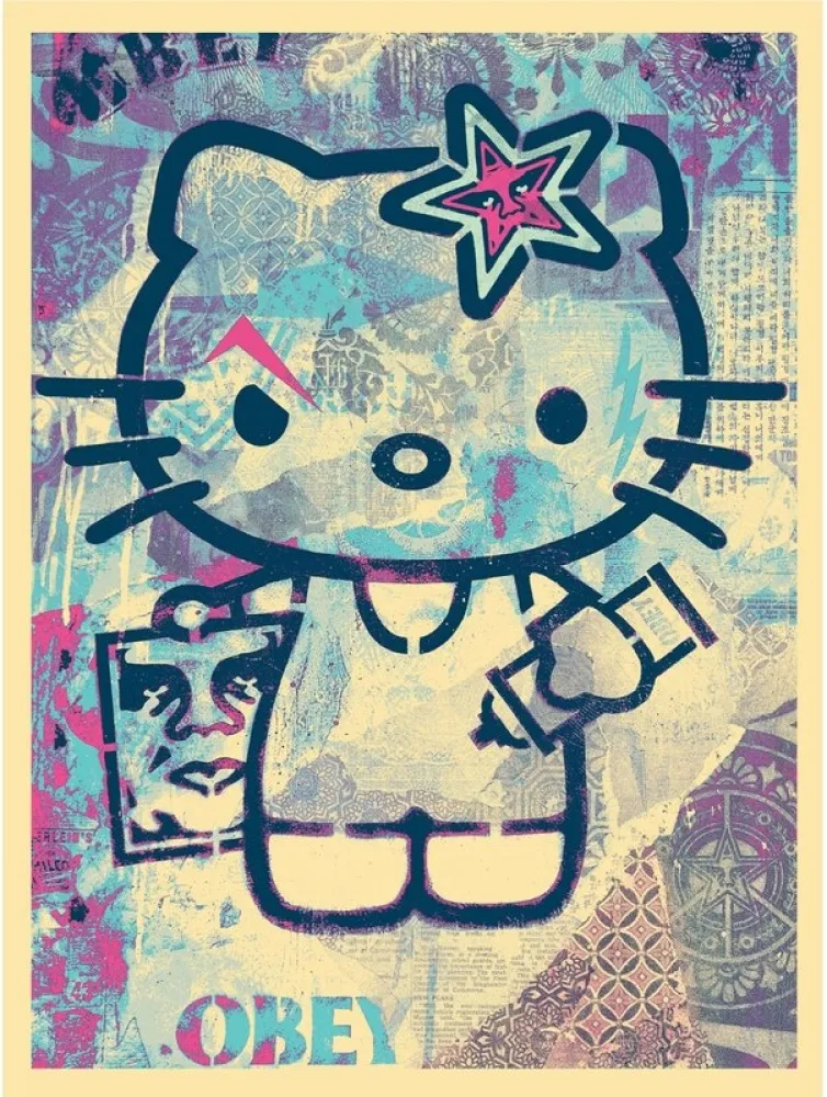 シルクスクリーン Fairey - Hello Kitty - Blue
