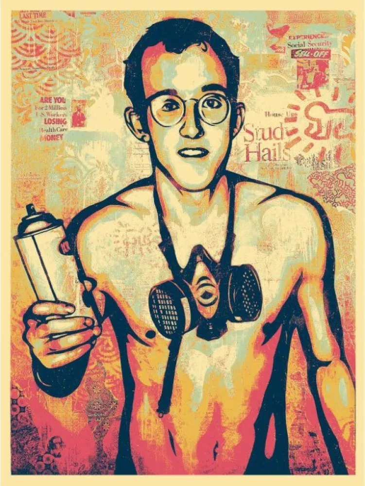 シルクスクリーン Fairey - Keith Haring Canvas Print (Green)